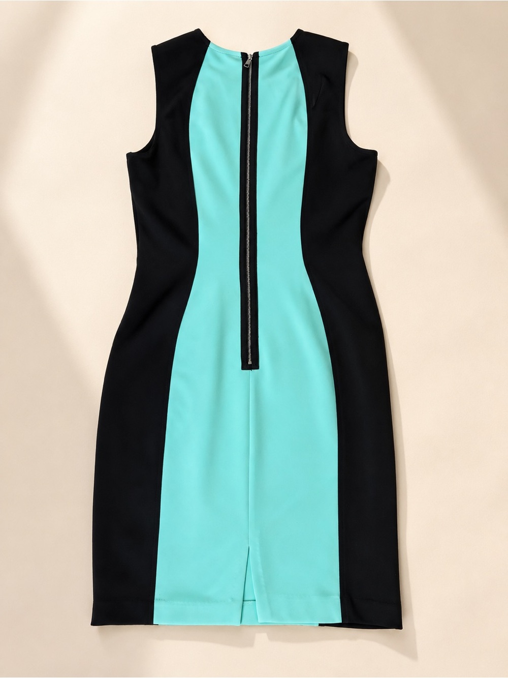 Boston Proper Black Mint Sleeveless Colorblock Sheath Dress Size 10 Bodycon - Picture 2 of 3